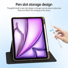 Étui pour tablette iPad Air 13 (2025) / (2024) / Pro 12.9 (2022) / (2021) / (2020) en cuir PU, coque transparente rotative, fonction veille/réveil automatique 