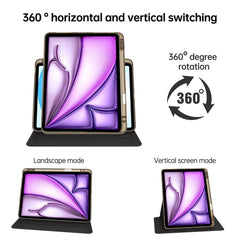 Étui pour tablette iPad Air 13 (2025) / (2024) / Pro 12.9 (2022) / (2021) / (2020) en cuir PU, coque transparente rotative, fonction veille/réveil automatique 