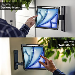 Étui avec béquille pour iPad Air 13 (2025) / (2024) / Pro 12.9 (2022) / (2021) / (2020) / (2018) en PC + silicone + TPU 