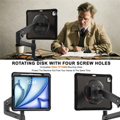 Étui avec béquille pour iPad Air 13 (2025) / (2024) / Pro 12.9 (2022) / (2021) / (2020) / (2018) en PC + silicone + TPU 