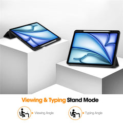 For iPad Air 13 (2025) / (2024) Stand Case Shock-Absorbent Leather Tablet Cover with Pen Slot