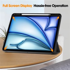 For iPad Air 13 (2025) / (2024) Stand Case Shock-Absorbent Leather Tablet Cover with Pen Slot
