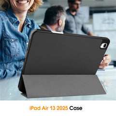 For iPad Air 13 (2025) / (2024) Stand Case Shock-Absorbent Leather Tablet Cover with Pen Slot