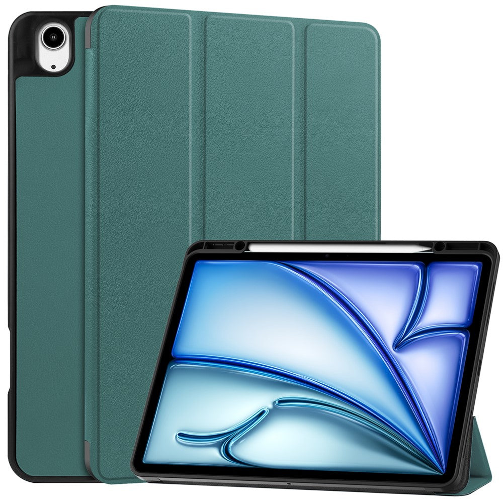 For iPad Air 13 (2025) / (2024) Stand Case Shock-Absorbent Leather Tablet Cover with Pen Slot