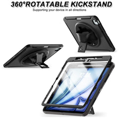 Tablet Case For iPad Air 13 (2025) / (2024) / Pro 12.9 (2022) / (2021) / (2020) Rotary Kickstand Cover with Pen Slot / PET Screen Protector