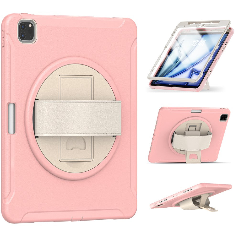 Tablet Case For iPad Air 13 (2025) / (2024) / Pro 12.9 (2022) / (2021) / (2020) Rotary Kickstand Cover with Pen Slot / PET Screen Protector