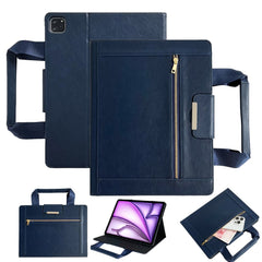 Tablet Case for iPad Air 13 (2025) / (2024) / Pro 12.9 (2022) / (2020) / (2018) Auto Wake / Sleep Leather Cover with Handle / Zipper Pouch