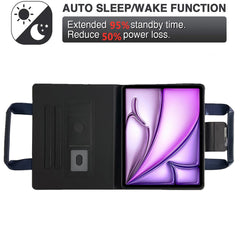 Tablet Case for iPad Air 13 (2025) / (2024) / Pro 12.9 (2022) / (2020) / (2018) Auto Wake / Sleep Leather Cover with Handle / Zipper Pouch