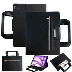 Tablet Case for iPad Air 13 (2025) / (2024) / Pro 12.9 (2022) / (2020) / (2018) Auto Wake / Sleep Leather Cover with Handle / Zipper Pouch