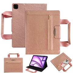 Tablet Case for iPad Air 13 (2025) / (2024) / Pro 12.9 (2022) / (2020) / (2018) Auto Wake / Sleep Leather Cover with Handle / Zipper Pouch