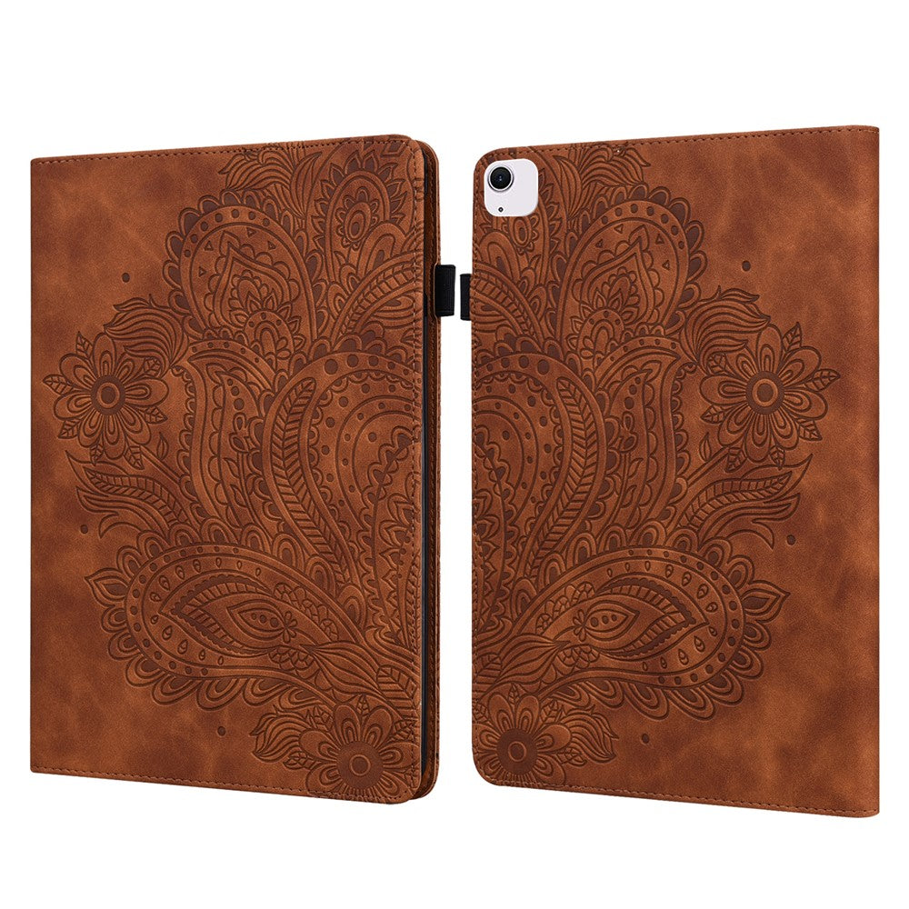 Tablet Case For iPad Air 13 (2025)  /  (2024)  /  Pro 12.9 (2022)  /  (2021)  /  (2020) Peacock Flower Pattern Card Holder Leather Cover