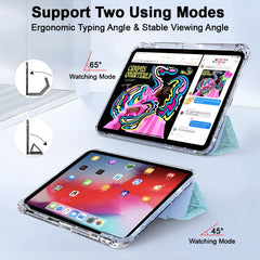 For iPad (2025) / iPad 10.9 (2022) Case with Pencil Slot Tri-Fold Stand Glitter Protective Tablet Cover Support Auto Wake / Sleep