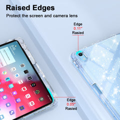 For iPad (2025) / iPad 10.9 (2022) Case with Pencil Slot Tri-Fold Stand Glitter Protective Tablet Cover Support Auto Wake / Sleep