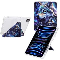Tablet Case For iPad Pro 12.9 (2022) / (2021) / (2020) / (2018) , Stand Pattern Print Leather + Clear Acrylic Cover with Pencil Holder