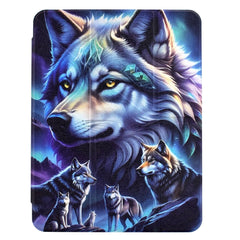 Tablet Case For iPad Pro 12.9 (2022) / (2021) / (2020) / (2018) , Stand Pattern Print Leather + Clear Acrylic Cover with Pencil Holder