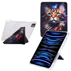 Tablet Case For iPad Pro 12.9 (2022) / (2021) / (2020) / (2018) , Stand Pattern Print Leather + Clear Acrylic Cover with Pencil Holder
