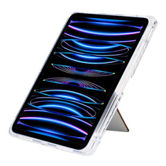 Tablet Case For iPad Pro 12.9 (2022) / (2021) / (2020) / (2018) , Y-Fold Stand Pyramid-Patterned Leather + Clear Acrylic Cover with Pencil Holder