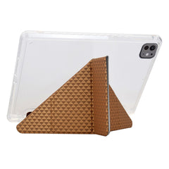 Tablet Case For iPad Pro 12.9 (2022) / (2021) / (2020) / (2018) , Y-Fold Stand Pyramid-Patterned Leather + Clear Acrylic Cover with Pencil Holder