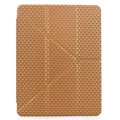 Tablet Case For iPad Pro 12.9 (2022) / (2021) / (2020) / (2018) , Y-Fold Stand Pyramid-Patterned Leather + Clear Acrylic Cover with Pencil Holder