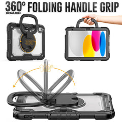 For iPad (2025) / iPad 10.9 (2022) Kickstand Case PC + Silicone Tablet Cover with Shoulder Strap