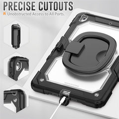For iPad 10.2 (2021) / (2019) / (2020) Kickstand Case PC + Silicone Tablet Cover with Shoulder Strap