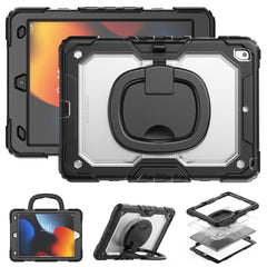 For iPad 10.2 (2021) / (2019) / (2020) Kickstand Case PC + Silicone Tablet Cover with Shoulder Strap