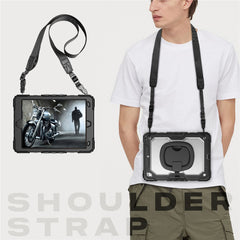 For iPad 10.2 (2021) / (2019) / (2020) Kickstand Case PC + Silicone Tablet Cover with Shoulder Strap