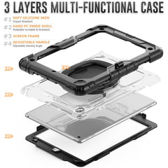 For iPad 10.2 (2021) / (2019) / (2020) Kickstand Case PC + Silicone Tablet Cover with Shoulder Strap