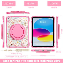 For iPad (2025) / iPad 10.9 (2022) Case Hand Grip Kickstand Pattern PC + TPU + Acrylic Tablet Cover