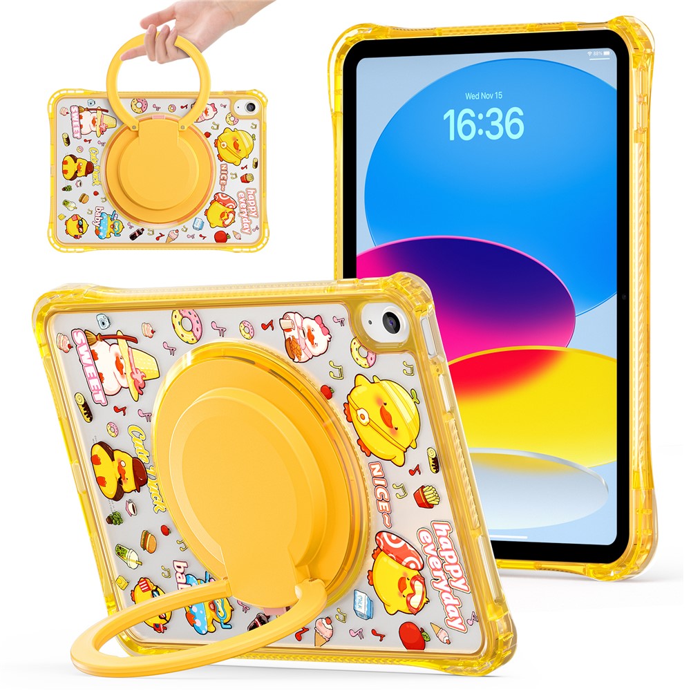 For iPad (2025) / iPad 10.9 (2022) Case Hand Grip Kickstand Pattern PC + TPU + Acrylic Tablet Cover