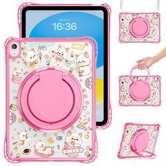 For iPad (2025) / iPad 10.9 (2022) Case Kickstand Pattern PC + TPU + Acrylic Tablet Cover with Shoulder Strap