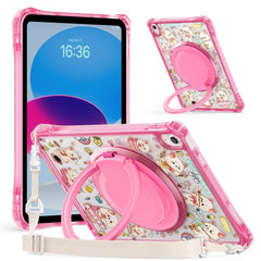 For iPad (2025) / iPad 10.9 (2022) Case Kickstand Pattern PC + TPU + Acrylic Tablet Cover with Shoulder Strap