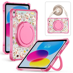 For iPad (2025) / iPad 10.9 (2022) Case Kickstand Pattern PC + TPU + Acrylic Tablet Cover with Shoulder Strap