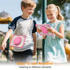 For iPad (2025) / iPad 10.9 (2022) Case Kickstand Pattern PC + TPU + Acrylic Tablet Cover with Shoulder Strap