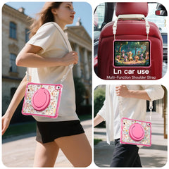 For iPad (2025) / iPad 10.9 (2022) Case Kickstand Pattern PC + TPU + Acrylic Tablet Cover with Shoulder Strap