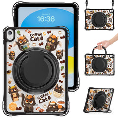 For iPad (2025) / iPad 10.9 (2022) Case Kickstand Pattern PC + TPU + Acrylic Tablet Cover with Shoulder Strap