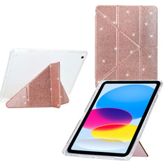 Étui pour tablette iPad 9,7 pouces (2018) / (2017) / Air 2 / Air (2013) avec support pliable en Y, coque transparente en cuir pailleté et acrylique TPU 