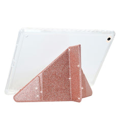Étui pour tablette iPad 9,7 pouces (2018) / (2017) / Air 2 / Air (2013) avec support pliable en Y, coque transparente en cuir pailleté et acrylique TPU 