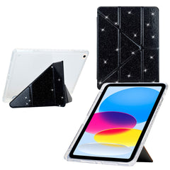 Étui pour tablette iPad 9,7 pouces (2018) / (2017) / Air 2 / Air (2013) avec support pliable en Y, coque transparente en cuir pailleté et acrylique TPU 