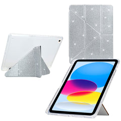 Étui pour tablette iPad 9,7 pouces (2018) / (2017) / Air 2 / Air (2013) avec support pliable en Y, coque transparente en cuir pailleté et acrylique TPU 