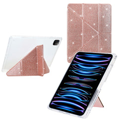 Tablet Case For iPad Pro 12.9 (2022)  /  (2021)  /  (2020)  /  (2018) Y-Fold Stand Glitter Leather TPU Acrylic Clear Cover