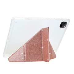 Tablet Case For iPad Pro 12.9 (2022)  /  (2021)  /  (2020)  /  (2018) Y-Fold Stand Glitter Leather TPU Acrylic Clear Cover