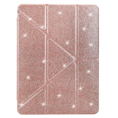 Tablet Case For iPad Pro 12.9 (2022)  /  (2021)  /  (2020)  /  (2018) Y-Fold Stand Glitter Leather TPU Acrylic Clear Cover