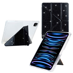 Tablet Case For iPad Pro 12.9 (2022)  /  (2021)  /  (2020)  /  (2018) Y-Fold Stand Glitter Leather TPU Acrylic Clear Cover