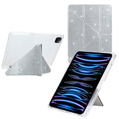 Tablet Case For iPad Pro 12.9 (2022)  /  (2021)  /  (2020)  /  (2018) Y-Fold Stand Glitter Leather TPU Acrylic Clear Cover