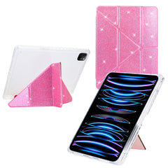 Tablet Case For iPad Pro 12.9 (2022)  /  (2021)  /  (2020)  /  (2018) Y-Fold Stand Glitter Leather TPU Acrylic Clear Cover