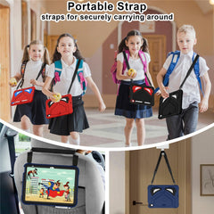 For iPad (2025) / 10.9 (2022) Kickstand Case Leopard Style Protective Tablet Cover with Shoulder Strap