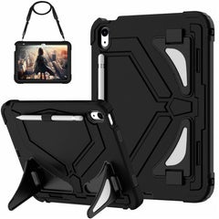 For iPad (2025) / 10.9 (2022) Kickstand Case Leopard Style Protective Tablet Cover with Shoulder Strap
