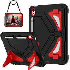 For iPad (2025) / 10.9 (2022) Kickstand Case Leopard Style Protective Tablet Cover with Shoulder Strap