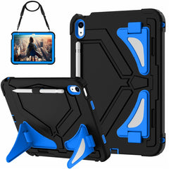 For iPad (2025) / 10.9 (2022) Kickstand Case Leopard Style Protective Tablet Cover with Shoulder Strap
